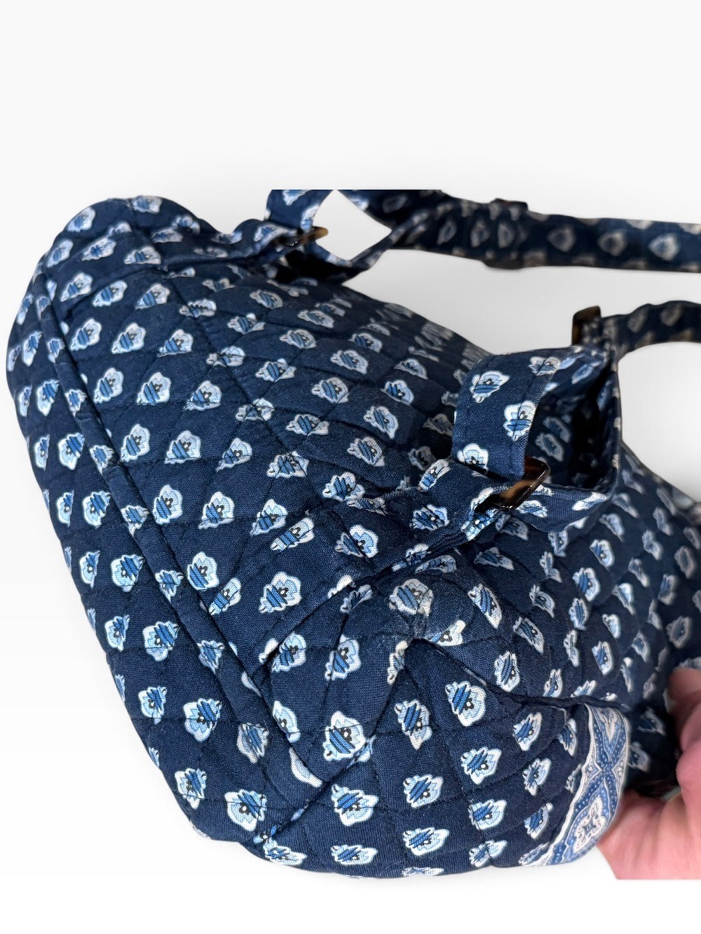 Vera Bradley Mini Backpack Quilted Cotton Navy Blue Medallion - Picture 9 of 12